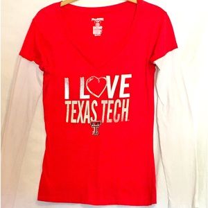 Pro Edge Texas Tech T-shirt with white long sleeves/deep V neck, college